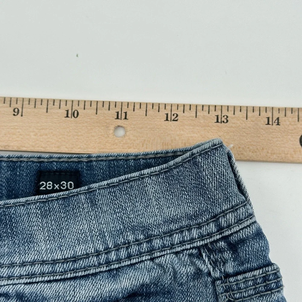 BKE Allen Jeans Men 28x30 Blue Solid Straight Fit Modern Whiskering Stretch